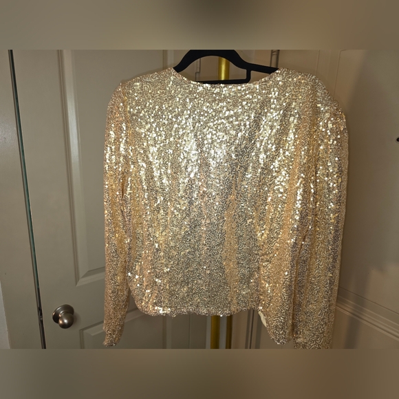 Allegra K Gold Sequin Blazer Large Nwt, New Years Eve, Holiday Party - Picture 4 of 6